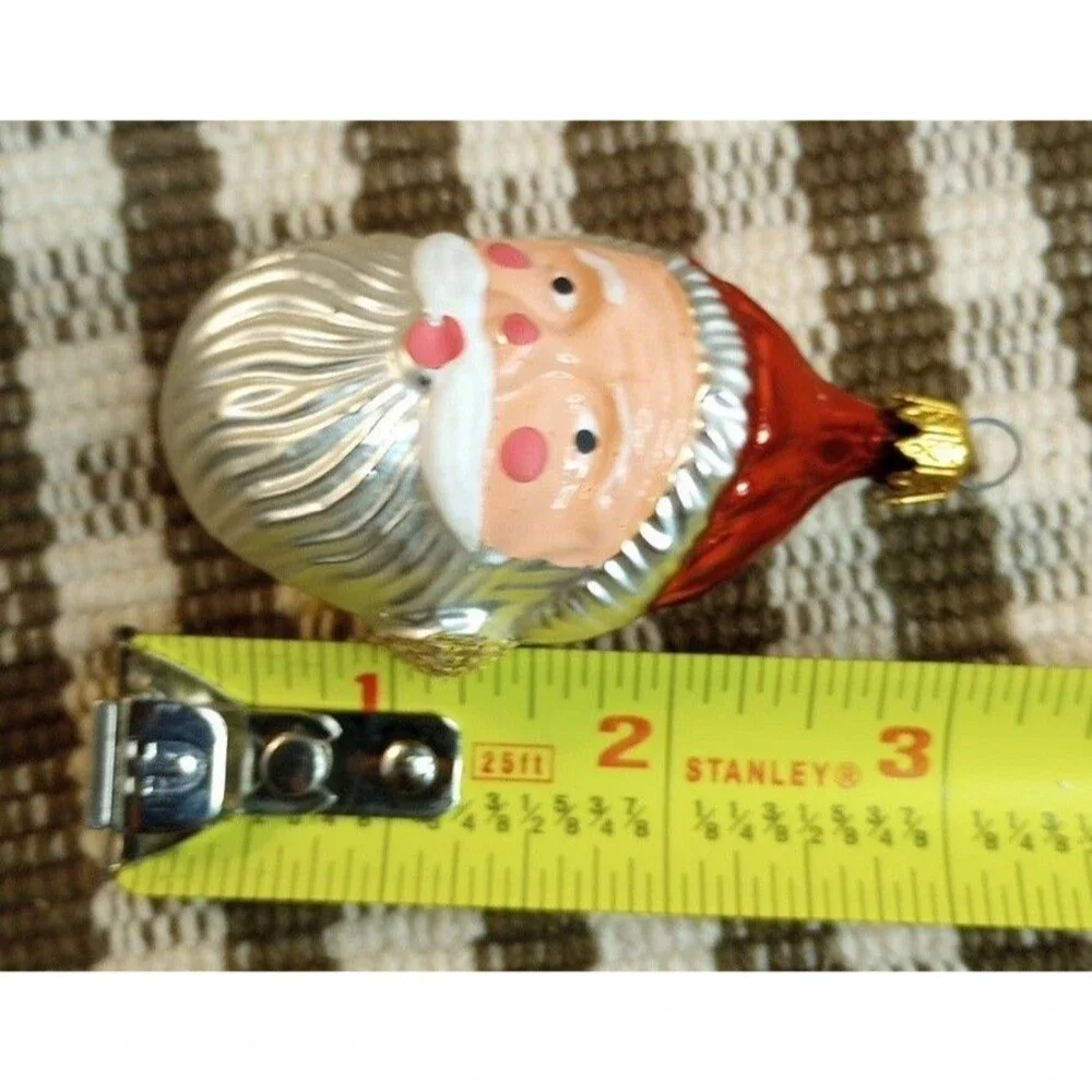 Vintage Blown Glass Santa Face Christmas Ornament Holiday Decor Columbia